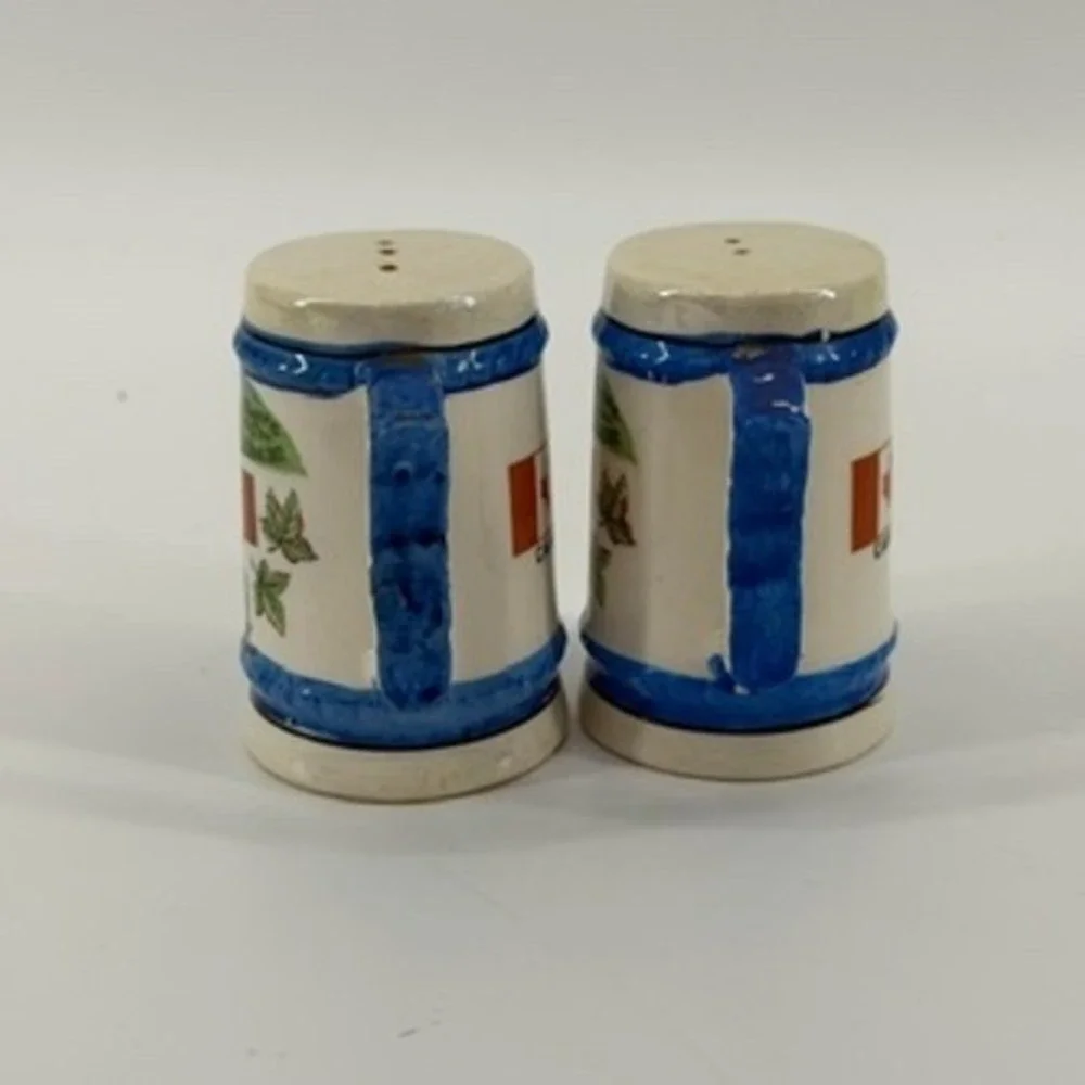 Canada Maple Leaf RCMP Coat of Arms Beer Mug Stein Salt Pepper Shakers Set Japan